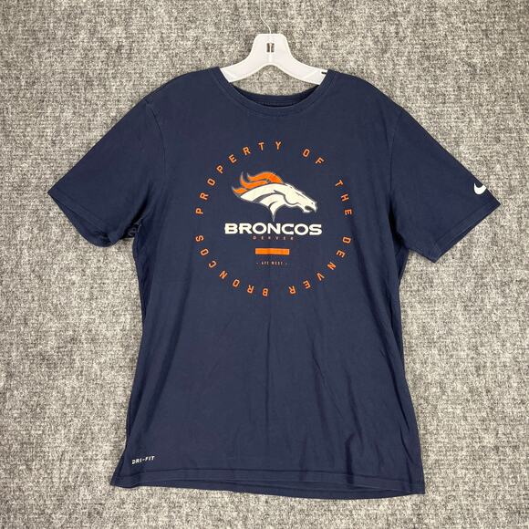 Denver Broncos Shirt Mens Large Nike Tee NFL Football  Dri Fit Athletic Cut - Picture 1 of 9